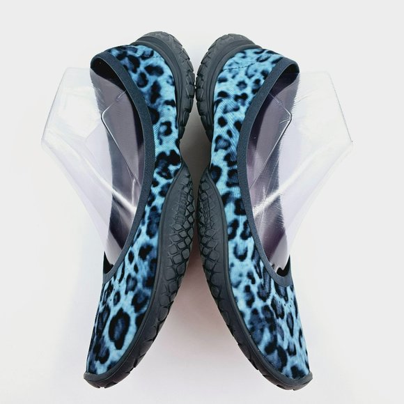 LISSOM Flytes 11.5 Ballet Flats Blue Leopard Print Navy Soles Slip On Comfort - Picture 8 of 15